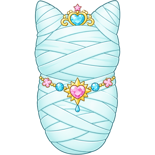 #B8FFFF mummified completely covered anthro cat shaped cocoon completely covered jewelpet sunshine version