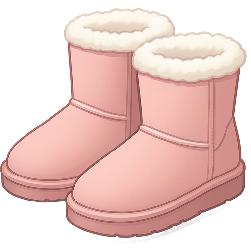 Paire de chaussures imitation ugg rose pale avec fourrure blanche a l’intérieur, pas trop montante et pas trop basse