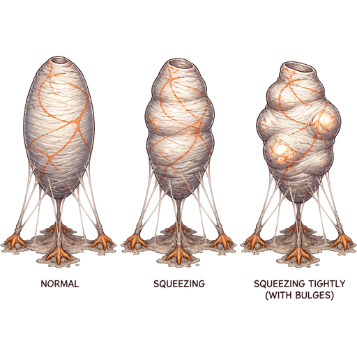Soul Saver Online pc game slikworm cocoon with small orange veins slik wrappings anchor to the ground and slik strings attached to slikworm cocoon sprites normal squeezing squeezing tightly with bulges