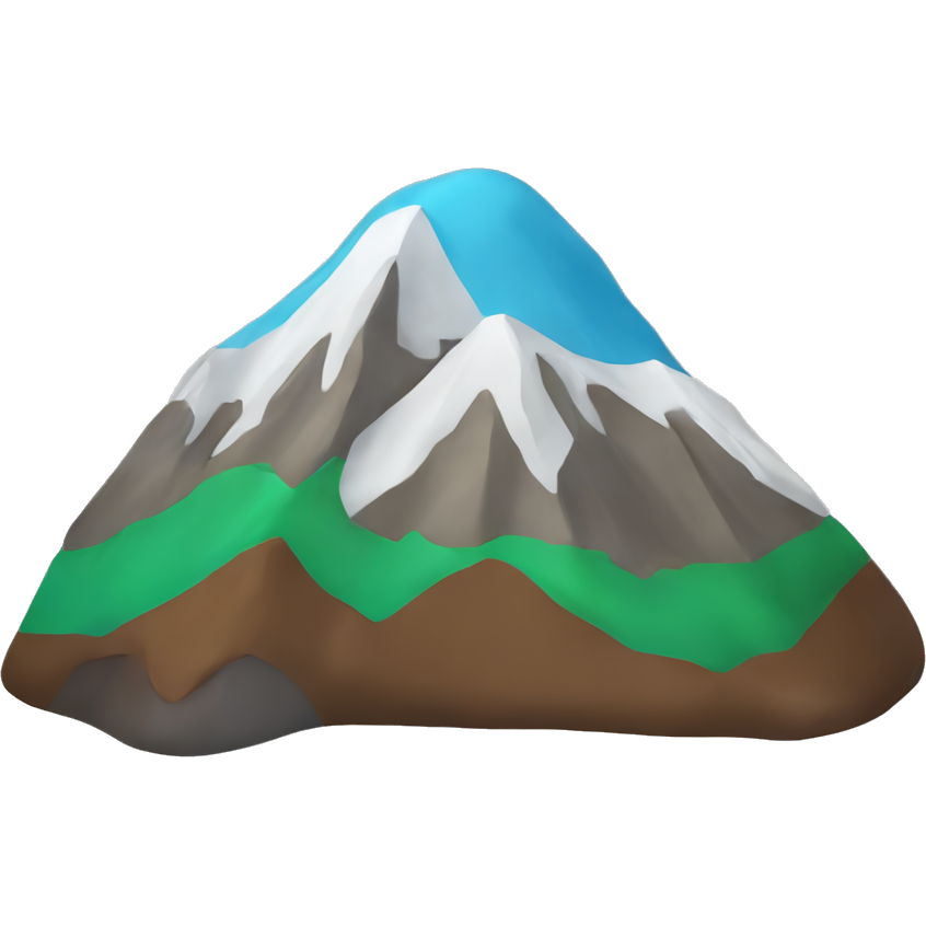 Brown, green, grey and white mountain plus blue lake with soft rounded edges under it 🏔️ (All over transparent background)