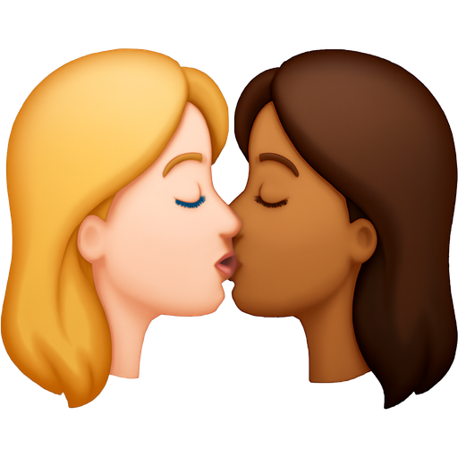Make a blonde/brown hair blue eye white woman and a light skin brown haired brown eyed Indian woman kissing eachother