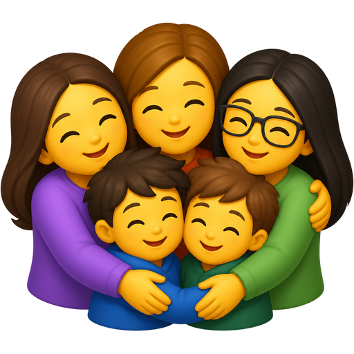 Five people hugging 2 boys and 3 girls make the boys short and at the front one of the girls have glasses