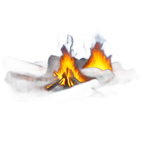 "Edgy mountain landscape, misty atmosphere, distant campfires, night sky filled with stars, vibrant colors, adventurous Gen Z vibe."