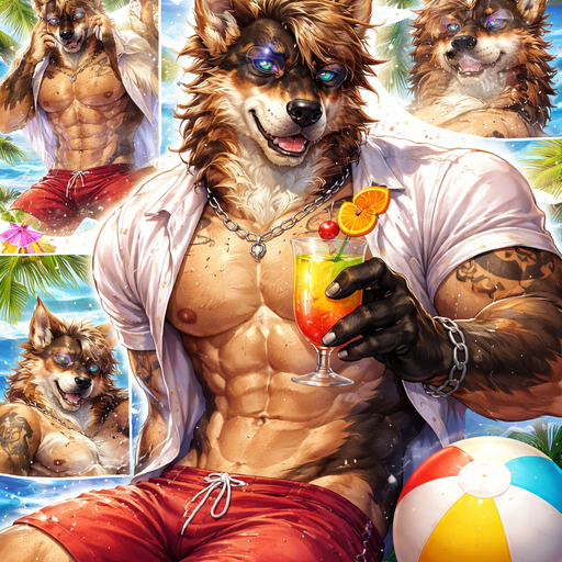 Very Hot, Handsome Attractive and Sexy German Shepard mixed with an Australian Shepard bara furry Gigantic Beach Hunk Drinking A Mocktail. iPhone Wallpaper