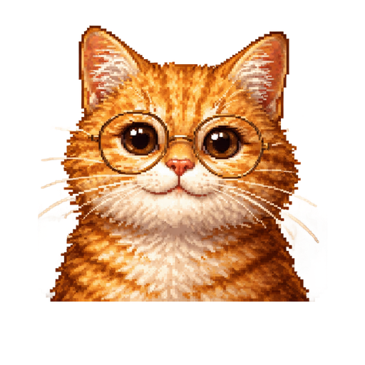 realistic orange tabby cat with stripes, wearing round glasses, centered portrait, ultra-detailed natural fur, realistic whiskers, soft natural lighting, shallow depth of field, sharp focus, photographic style, neutral blurred background, expression and facial features: умиляется с сердечком возле уха , 4k, high realism