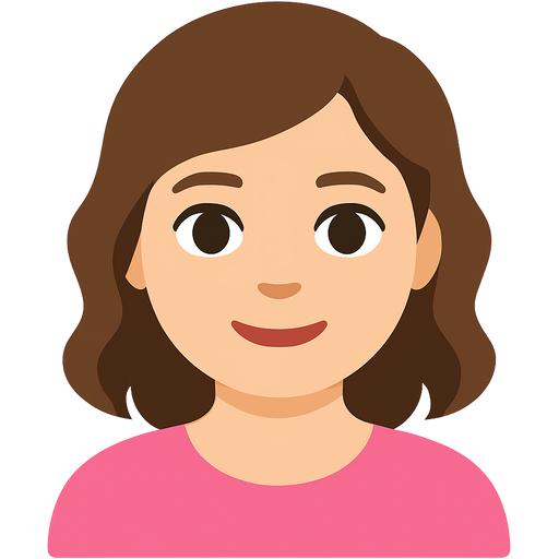 Emoji chica con pelo café su piel blanca pero no tan ojos de color café con pelo suelto y medio ondulado vestida de rosa