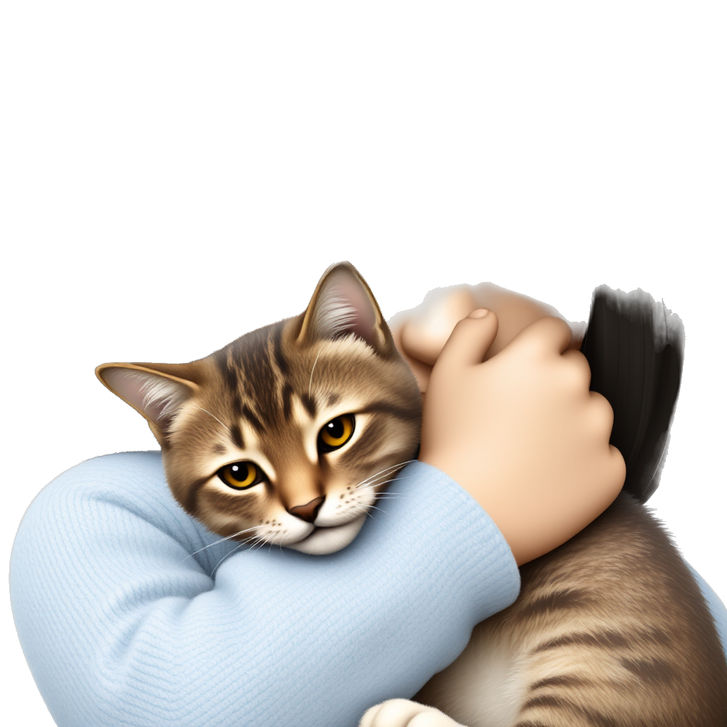 19 years old girl, holding a cat, waearing light-blue sweater, black eye, sand-tan skin, black-brown hair