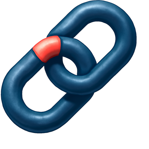 Two interlocked dark blue rings or chain links. One ring has a break filled with terracotta color. Beige background. Represents codependency and the beginning of setting boundaries.