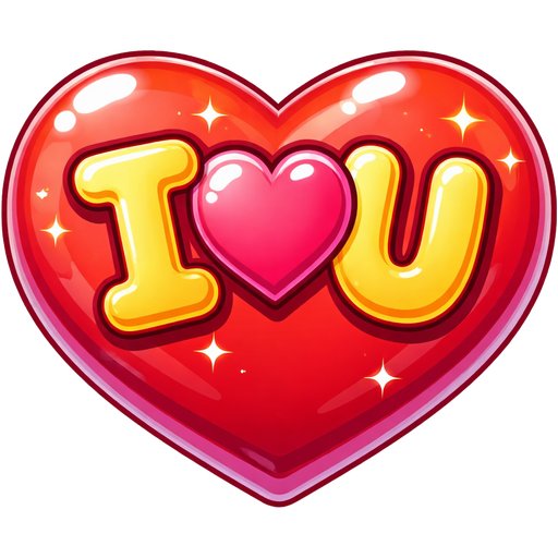 I ❤︎U written inside a beautifully shaped 3D heart that looks like it's puffed out for a realistic 3D effect.