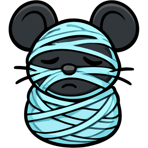 #B8FFFF cocooned wrapped up black mouse cocooned covered with thick coat of #B8FFFF webbing around it's head and #B8FFFF webbing wrapped around it's face emoji, artistic style