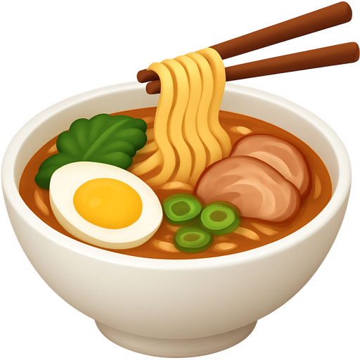 A steaming bowl of ramen, with soft noodles and a rich, flavorful broth. Vegetables, a soft-boiled egg, and tender meat add texture and depth. Every sip of the broth warms and envelops the palate, offering absolute comfort.