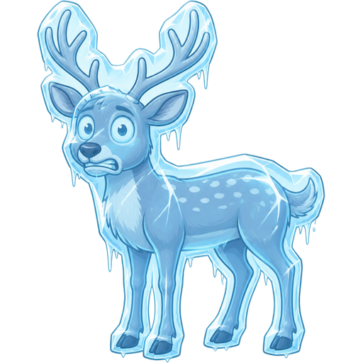 frozen frozen frozen deer frozen head completely frozen in a huge thin coat of ice body completely frozen in a huge thin coat of ice arms completely frozen in a huge thin coat of ice legs completely frozen in a huge thin coat of ice tail frozen frozen in a huge thin coat of ice face completely frozen in a thin coat of ice
