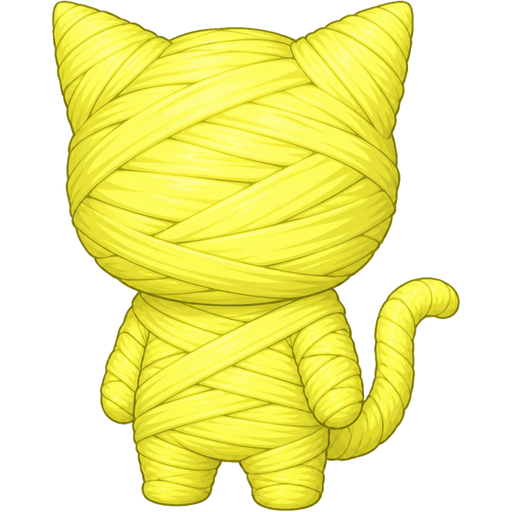 wrapped up and mummified fully covered in a #FAFF6B spider slik cocoon shaped like morgana anthropomorphic cat Persona 5 with #FAFF6B spider slik wrappings completely covered with thick layers non-transparent #FAFF6B spider slik wrappings #FAFF6B