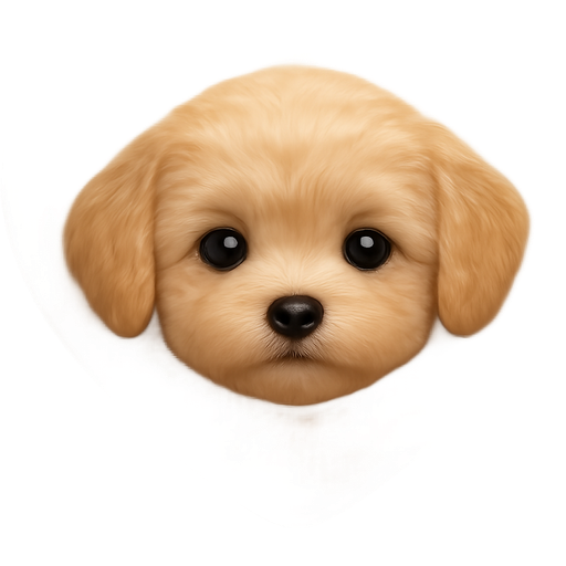Create a realistic 3D emoji of a beige heart with the face of a Maltipoo puppy in the center, in the same glossy Apple-style aesthetic. The Maltipoo should have a fluffy, slightly curly coat, large round eyes, a tiny black nose, and a short baby-face muzzle. The coat color should be warm caramel or cream, with smooth 3D shading and gentle lighting. The heart should be soft beige, slightly glossy and rounded, matching the warm tones of the Maltipoo. Style: Apple emoji look — clean, smooth 3D, natural highlights, realistic yet minimal. Mood: warm, elegant, cozy, “Maltipovska” brand vibe. Format: 512×512 px PNG, transparent background.