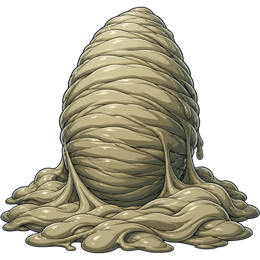 giant slikworm cocoon covered with thick layers non-transparent slik wrappings and huge slik wrappings with thick layers non-transparent slik wrappings and huge slik wrappings on the ground