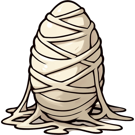 huge slikworm cocoon upright with covered with very huge coating of slik and very huge slik wrappings and webbings very large coating of slik and very huge slik wrappings and webbings on the ground