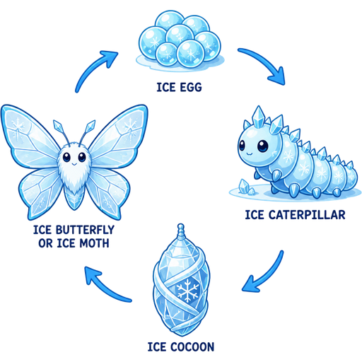 life cycle of ice butterfly and ice moth ice egg ice caterpillar ice chrysalis or ice cocoon ice butterfly or ice moth
