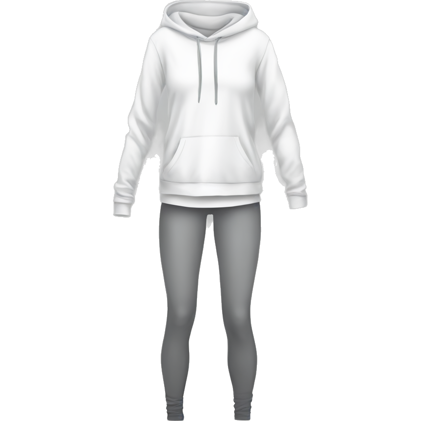 Beautiful set of white t-shirt, grey hoodie and grey leggings laying on top of transparent background