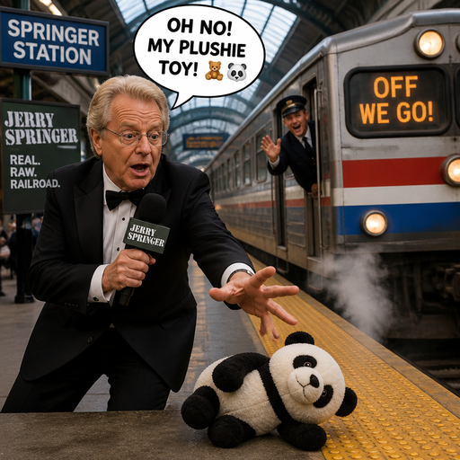 Jerry springer tuxedo oh no my plushie toy π§Έ panda πΌ π train station π off we go train