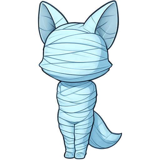 #B8FFFF spider slik mummified anthro fox shaped cocoon with no face arms behind back covered with #B8FFFF layer of #B8FFFF spider slik wrappings standing up legs tied together with spider slik #B8FFFF completely covered with thin layer of #B8FFFF spider slik wrappings completely covered with thin layer of #B8FFFF spider slik wrappings , anime style emoji, cute expressive character