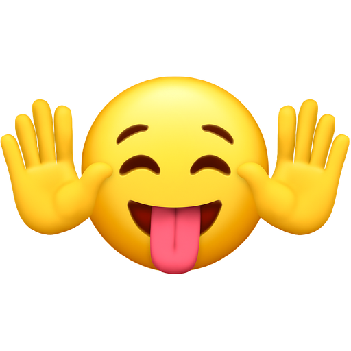 Put to different emojis the hands facing opposite directions and the emoji with tongue sticking out in the middle