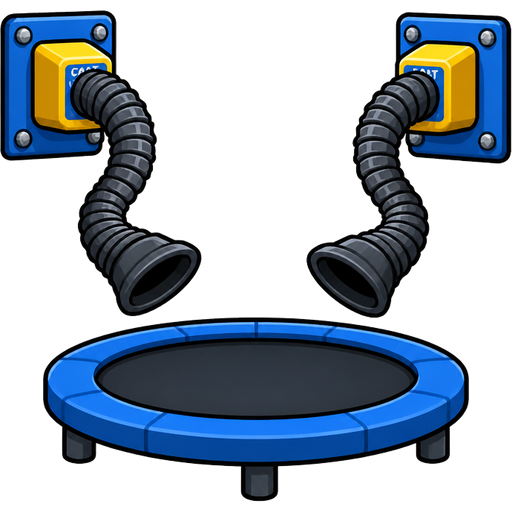 (mohsye freeworldgroup Cat Vac Catapult II online game) two wall mounted vacuum hoses between trampoline