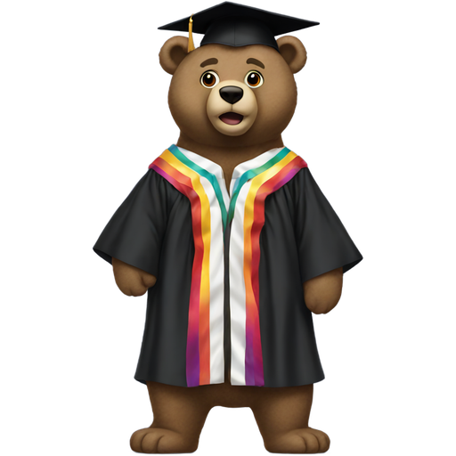 kanye graduation bear full body standing up wearing exactly what it was on the album cover with the colorful eyes