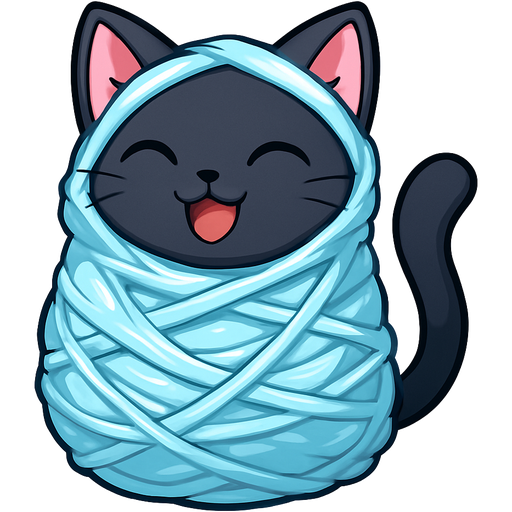 #B8FFFF slikworm cocooned pod black cat happy covered with #B8FFFF huge coating of #B8FFFF slik and huge #B8FFFF slik wrappings and huge #B8FFFF webbing wrappings #B8FFFF, anime style emoji, cute expressive character