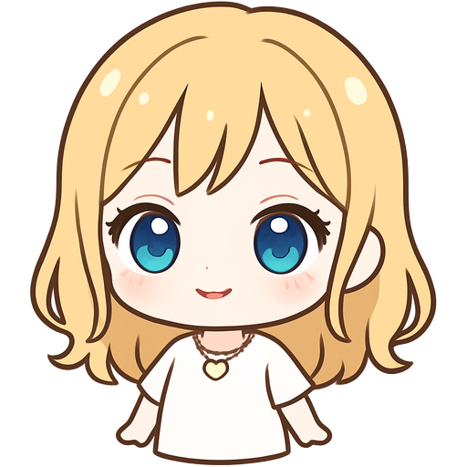 Girl with 30 blonde hair and blue eyes with a little bush and Korean pink lips with a tiny body wearing a white shirt and has a cute pearl heart necklace