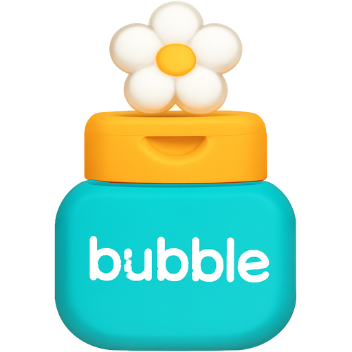 do a very cute moisturizer packaging it says bubble with a turquoise bottom and a orange top and it is a push down so when you push the top down, it becomes a flower the moisturizer does