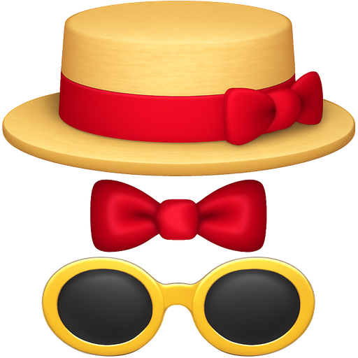 A Boater or Skimmer Straw Hat With Red Ribbon With Red Bow tie On The Right With Yellow Oval Clout Goggles At The Bottom