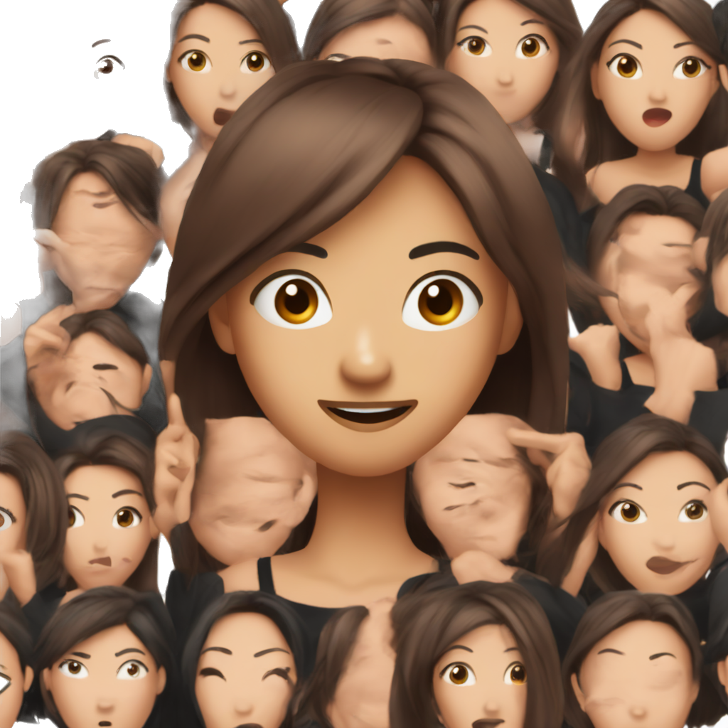 very pretty young asian woman with a light medium brown skin tone and long Red straight hair wearing a black tank top and making a silly face