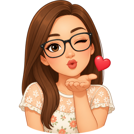 light skin woman with straight chestnut brown hair and glasses wearing a summer illusion top short sleeves blowing a kiss