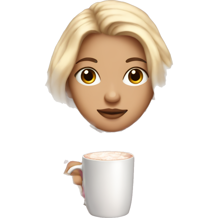 blonde girl with long hair and light skin shoulders wrapped up in a pink plaid blanket drinking hot chocolate