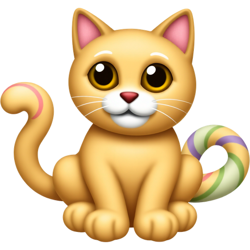 A whimsical candy cat, with a caramel-coated body, gummy bear paws, and licorice whiskers. Its eyes are made of shiny peppermint candies, and its tail is a swirl of colorful lollipops, all topped with a sprinkle of sugar glitter for a truly sweet feline delight!