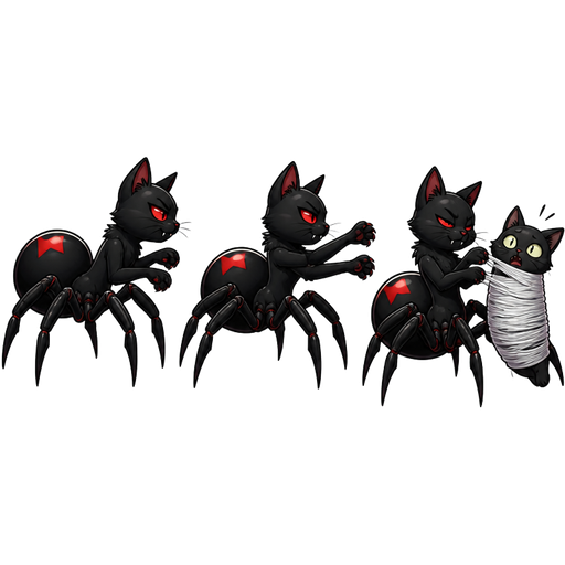 black widow cat drider hybrid about to grab side view next to black widow cat drider hybrid next to black widow cat drider hybrid prepare to get wrapped