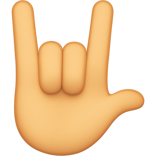 🤘🏻 hand making the rock on / devil horns gesture, flipped upside down, palm facing forward, emoji style