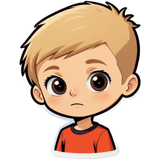 A boy with short buzz cut style a tiny bit longer in the front dirty blonde hair with a beard around 11 years old