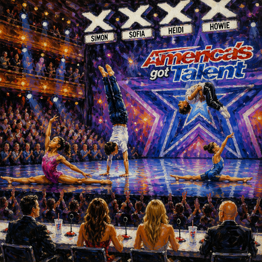 Give me kids doing splits, handstands, and flips on America’s got talent. America’s got talent. with a big audience.