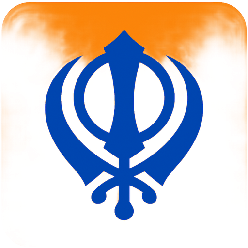Khalistan Punjabi flag with Sikh symbol orange and blue flag only no character apple iOS look full orange cloth flag blue symbol