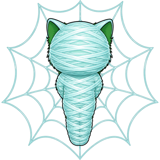 fully completely covered covered encased enveloped with ten layers of light cyan spider slik wrappings mummified and cocooned and webbed green boy cat furry whole completely covered encased enveloped with ten layers of light cyan spider slik wrappings cocoon whole head whole body whole arms and whole legs completely covered wrapped up and mummified from head to toe in ten layers of light cyan spider slik wrappings shaped like whole green boy cat furry behind back and legs bonded together completely covered encased enveloped in with ten layers of light cyan spider slik wrappings cocoon tightly with white highlights mummy shaped like whole green boy cat furry with arms behind back and legs bonded together completely covered encased enveloped with ten layers of light cyan spider slik wrappings cocoon with white highlights tightly in a light cyan spider web(powerpuff girls version)