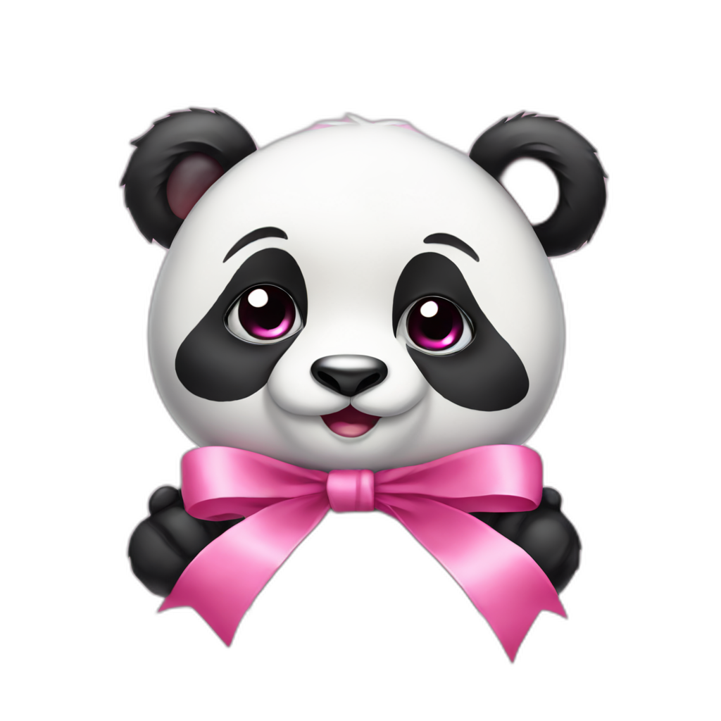 Cute panda with pink ribbon 