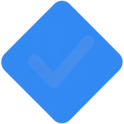 eine blaue Raute mit einem weißen Abhang Haken drauf aber es hat keine schwarze Umrandung und kein Hintergrund der Haken ist weiß es hat keinen weißen Hintergrund