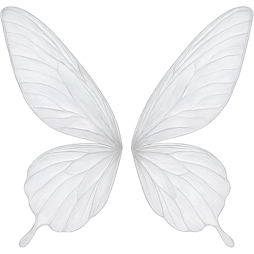 Draw realistic, translucent, large, pearlescent angel wings, very ephemeral, transparent, like dragonfly wings. High quality, detailed, original, shining.