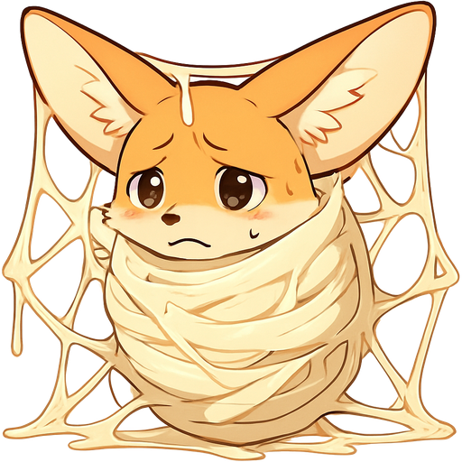 #FFFEED slikworm cocooned pod #DAA06D fennec fox worried covered with #FFFEED huge coating of #FFFEED slik and huge #FFFEED slik wrappings and #FFFEED webbings #FFFEED