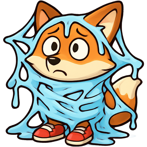 #B8FFFF slikworm cocooned pod orange two tailed fox with red sneakers confused encased enveloped cocooned covered with #B8FFFF huge coating of #B8FFFF slik and huge #B8FFFF slik wrappings and huge #B8FFFF webbing wrappings #B8FFFF cartoon style emoji, artistic style