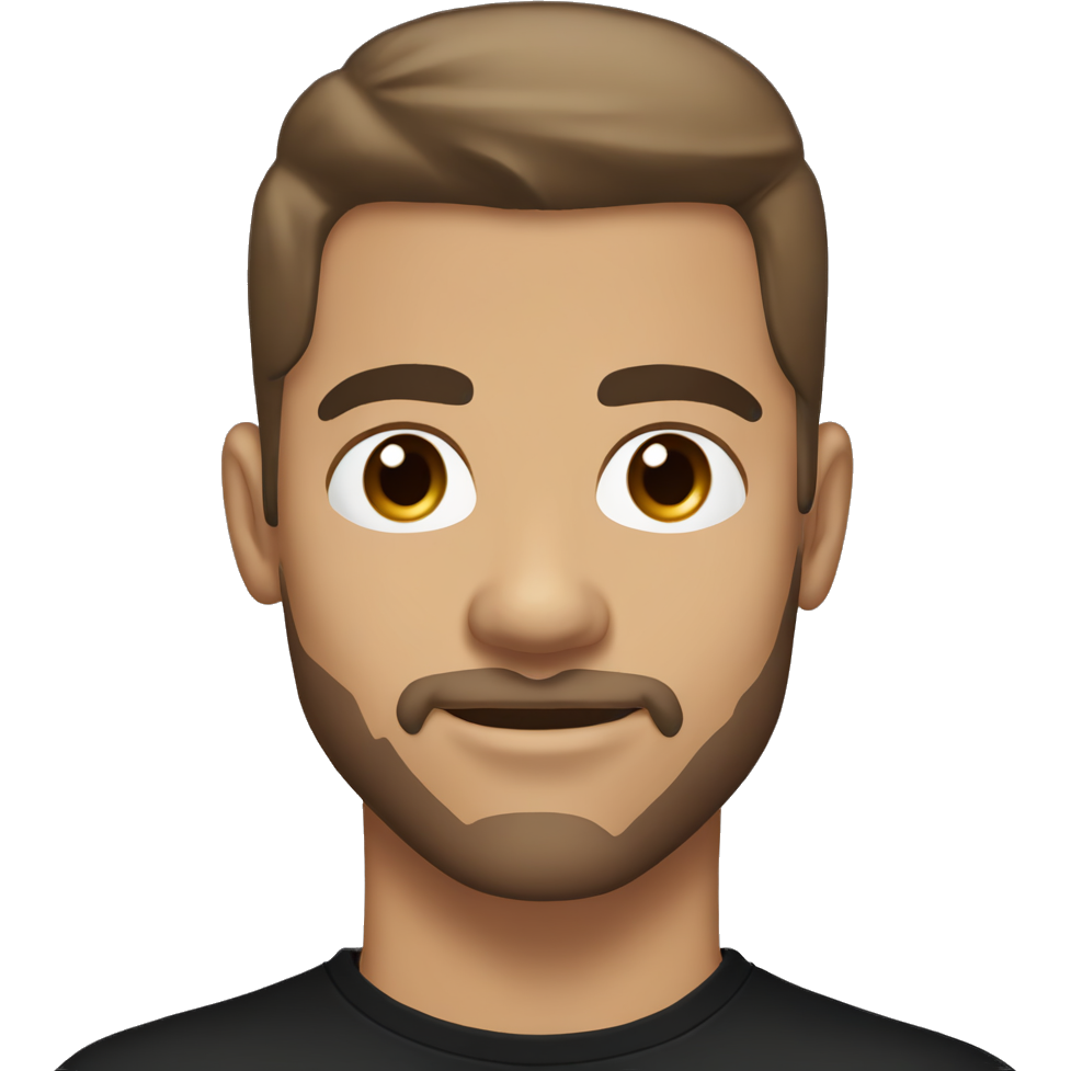 light skin toned man with brown eyes straight hair dark brown hair going down with faded sides and facial hair above his lip, wearing black tshirt, with a silver necklace