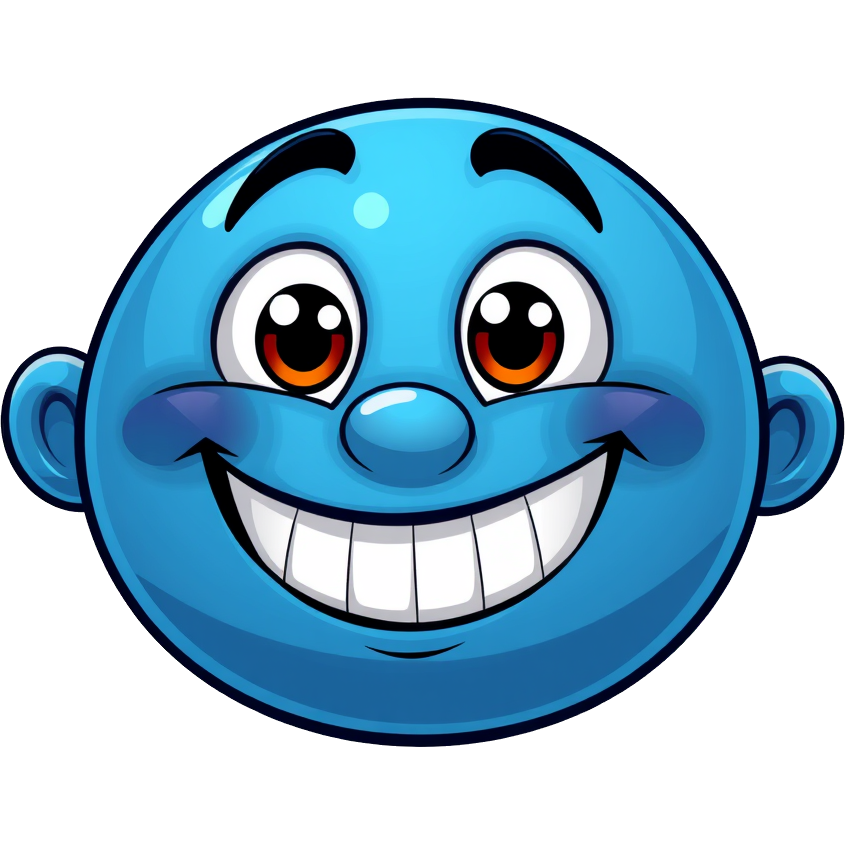 cartoon art of a blue emoticive emotication emotication emotication emotic, contrast with white background