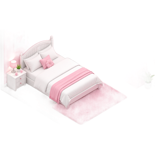 Pink walls with a white white bedsheets, white pillows, bright pink dresser with all the accessories and everything else, white and pink