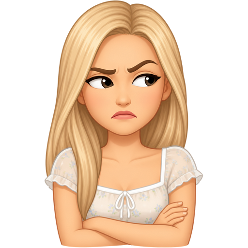 light skin woman with long straight light blonde hair wearing a summer illusion top short sleeves looking annoyed